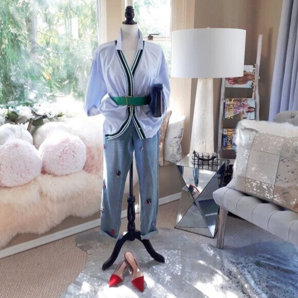 For The Republic Denim - NWT For the Republic floral applique embellished slim ankle jeans 25